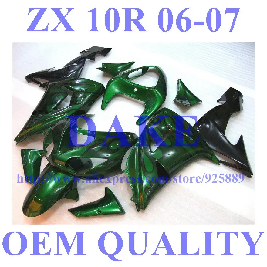 

Flame Green Black Fairing Kits FOR KAWASAKI NINJA ZX10R 06-07 ZX 10R 06 07 ZX-10R 06-07 10 R ZX 10R 2006 2007 Fairing Parts