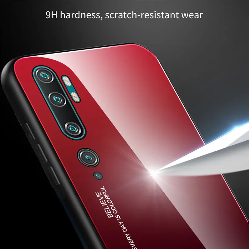 Чехол KEYSION из закаленного стекла для Xiaomi Mi Note 10 Pro градиентный противоударный