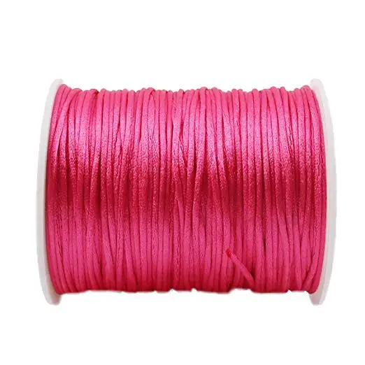 Deep Pink Rope 1 шт. атласная шелковая веревка, нейлоновый шнур, цветной 1 мм, 80 м, детский прорезыватель, аксессуары для прорезывания зубов, ожерелье, трещотка, шнур, инструмент «сделай сам» - Цвет: Deep Pink Rope