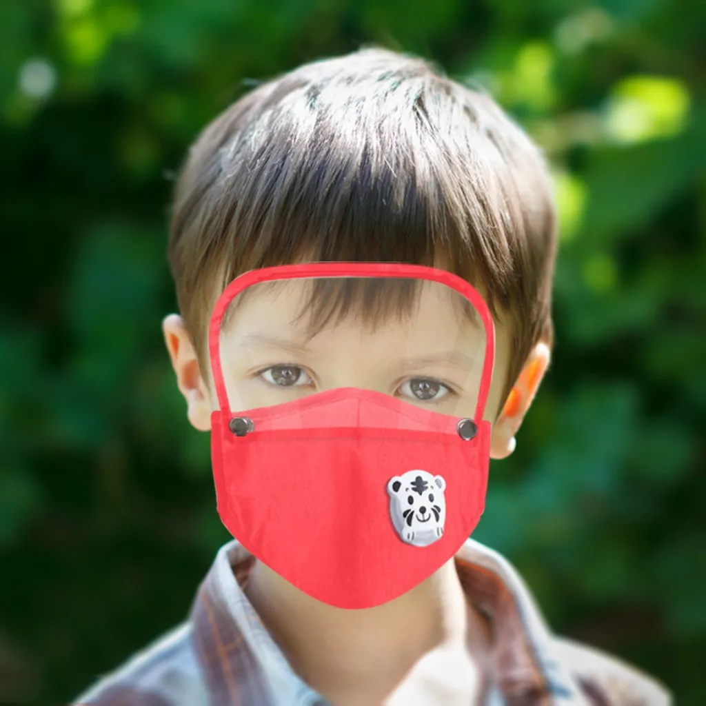

Kids Masks Washable Reusable Face Mask With Filter Detachable Eye Shield Breathable Pure Color Cotton masque Windproof Dustproof