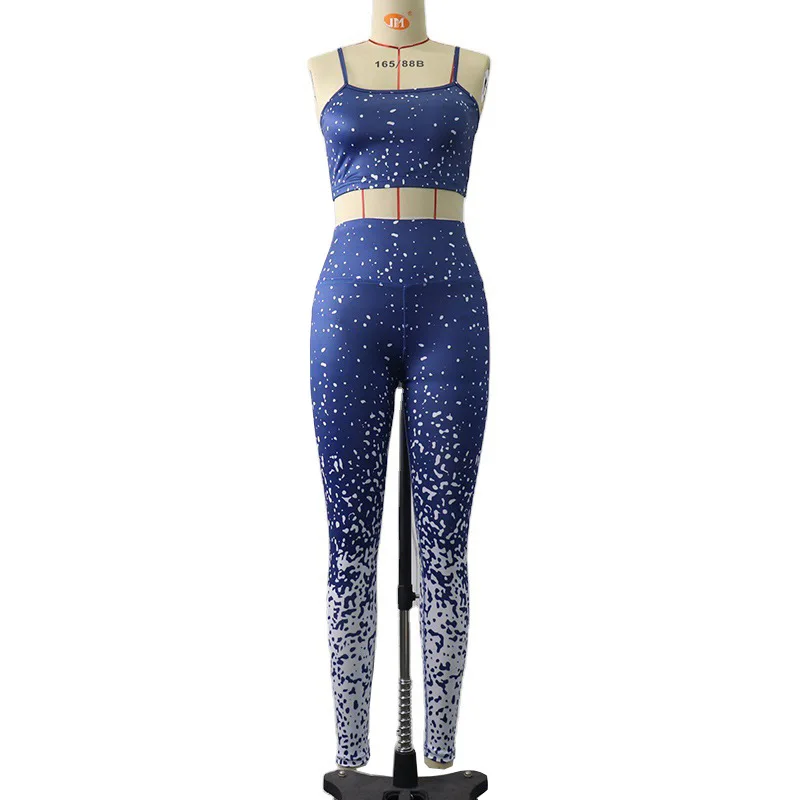 

Seamless Yoga Set Women's Printed Suspender Sport Tops Hip Lifting Elastic Leggings Tracksuits Yoga Clothing Workout Sportswear