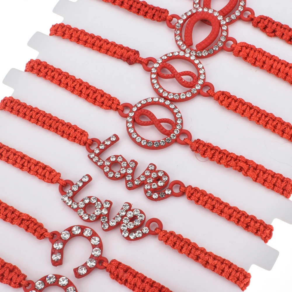 Женский Плетеный Красный браслет в богемном стиле ручной работы набор