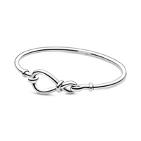 925 sterling silver infinity knot intertwined love and cubic zirconia bangle bracelet diy jewelry making for original pandora
