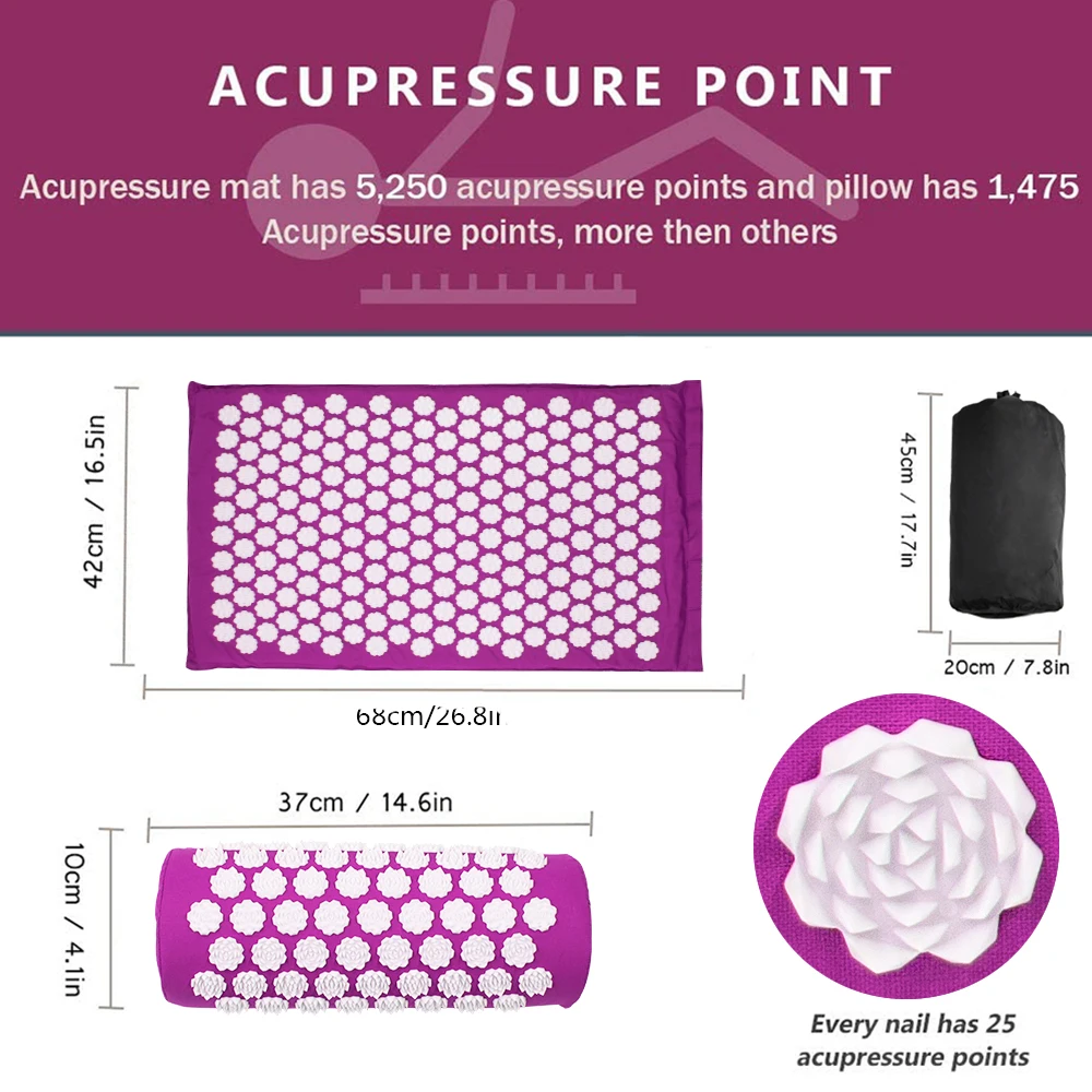 

Lotus Acupressure Massager Cushion Massage Yoga Mat Spike Pillow Sport Acupuncture Carpet Back Pain Relief Backache relaxtion