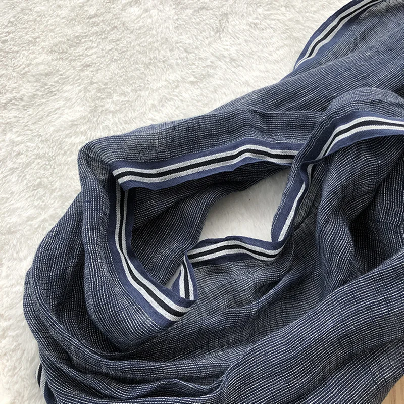 

Casual business men's linen 2021 new spring and summer scarf pure color versatile breathable shawl