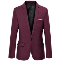 fashion men solid color long sleeve lapel slim fit blazer suit coat outwear
