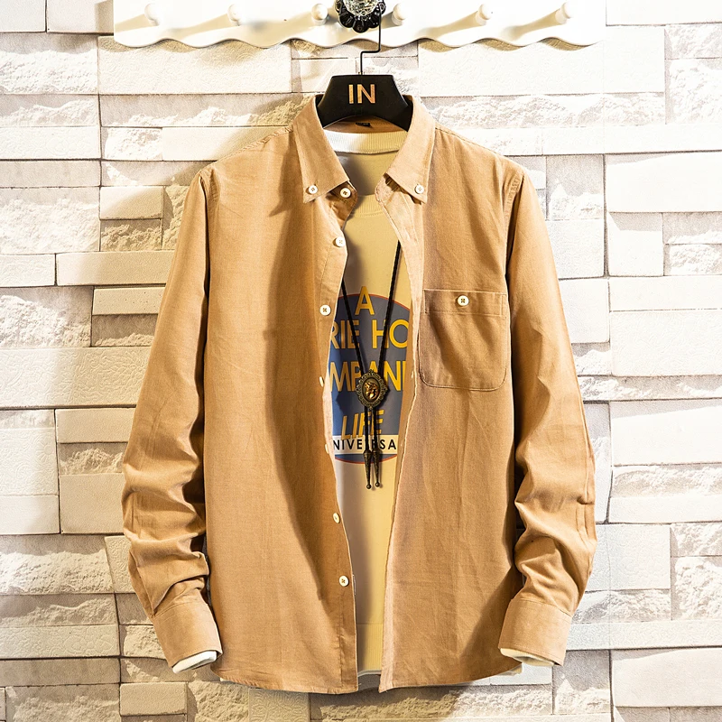 

Men's Shirts Multicolor Classic Pure Color Corduroy Shirts Mens General Casual Shirt Japanese Fashion Long Sleeve Shirts
