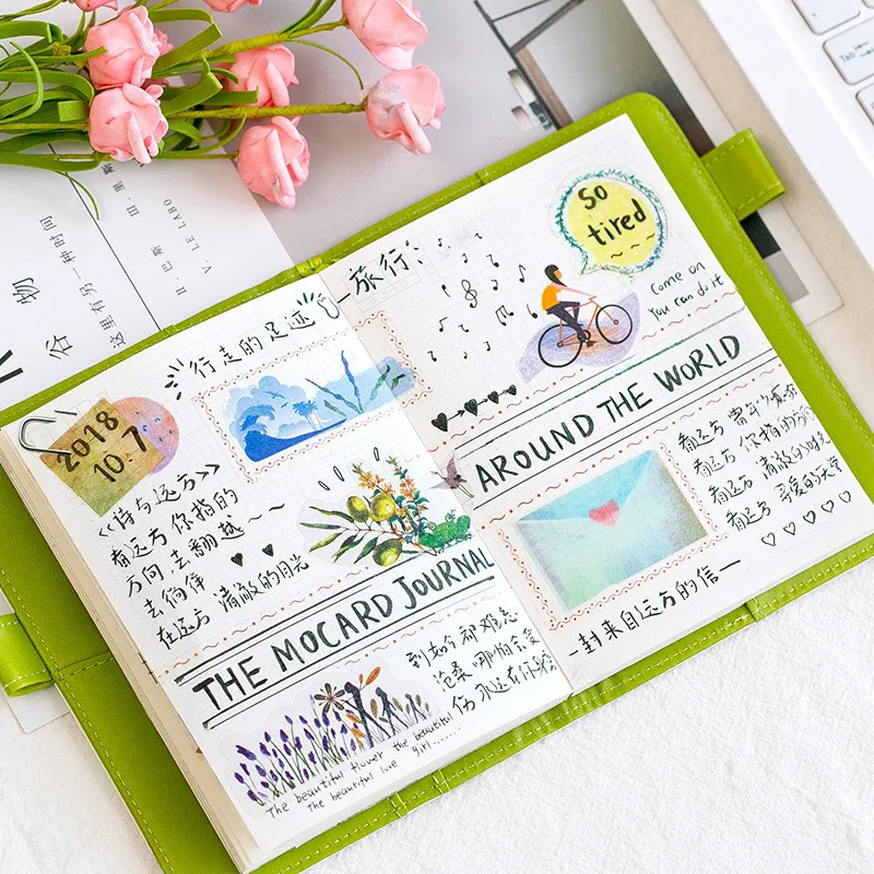 

6patterns washi paper stickers flower fish daily goods shape scrapbooking hobby craft home notebook decoration