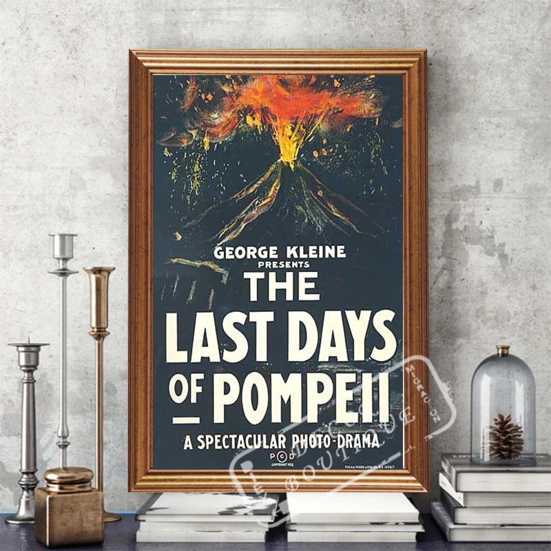 1913: The Last Days of Pompeii rediscovery Vesuvius looming Classic Vintage Poster Canvas DIY Art Home Bar Posters Decor | Дом и сад