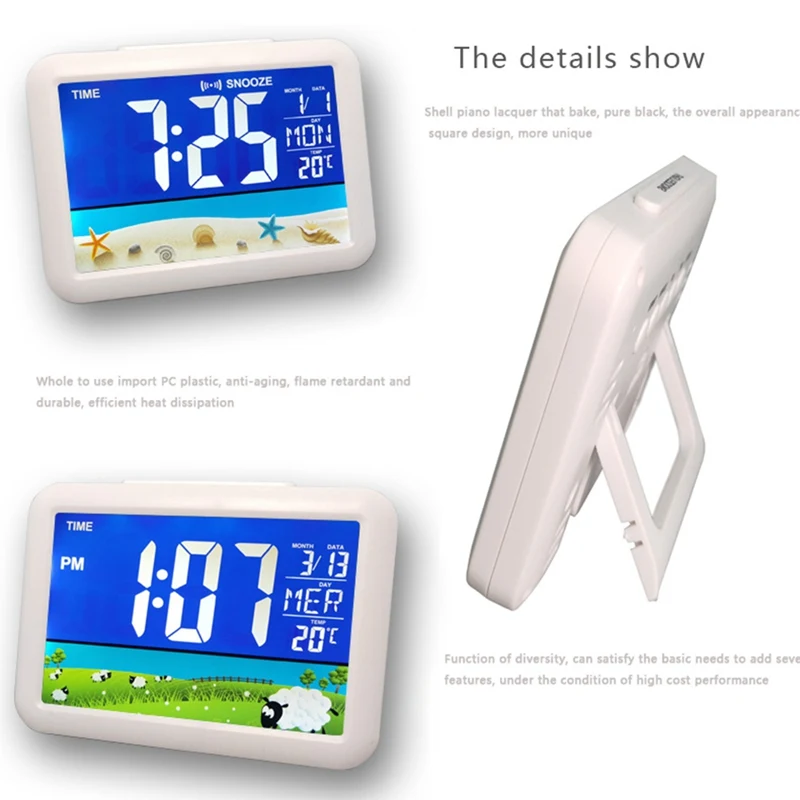 Голосовое управление светодиодный цифровой будильник usb зарядка Настольный ЖКД