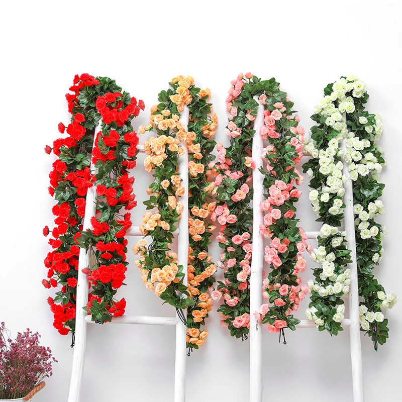 Simulation of new rose silk flower vine heating and air conditioning pipe covering indoor and outdoor decoration plastic flower