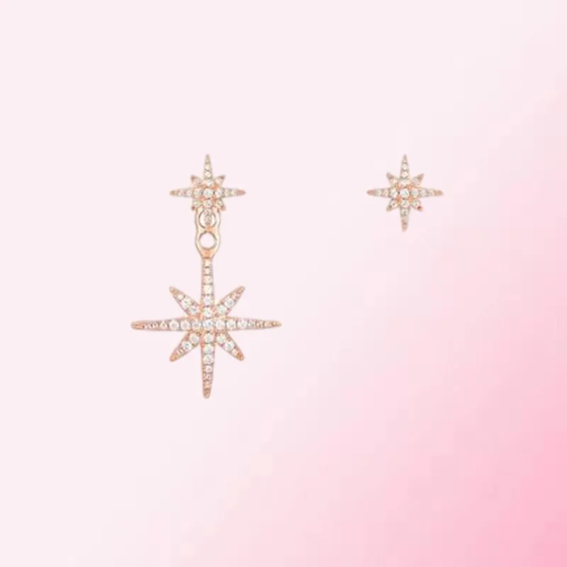 

1:1 Make 925 Sterling Silver Custom Hexagonal Star Net Red Same Fashion Earrings