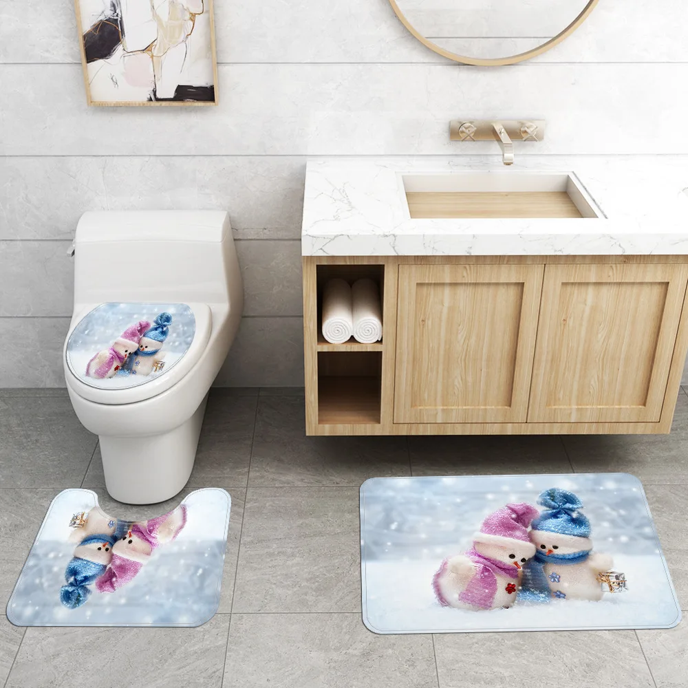 Bipoobee Счастливого Рождества занавески и ковры Снеговик Лось Ванная комната Декор