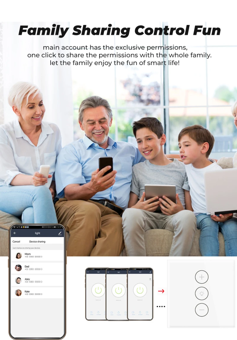 

10A Tuya Smart Life App WiFi Wall Touch Infinite Dimming Switch Glass Panel Wireless Eu Standard Work With Alexa And Google Home