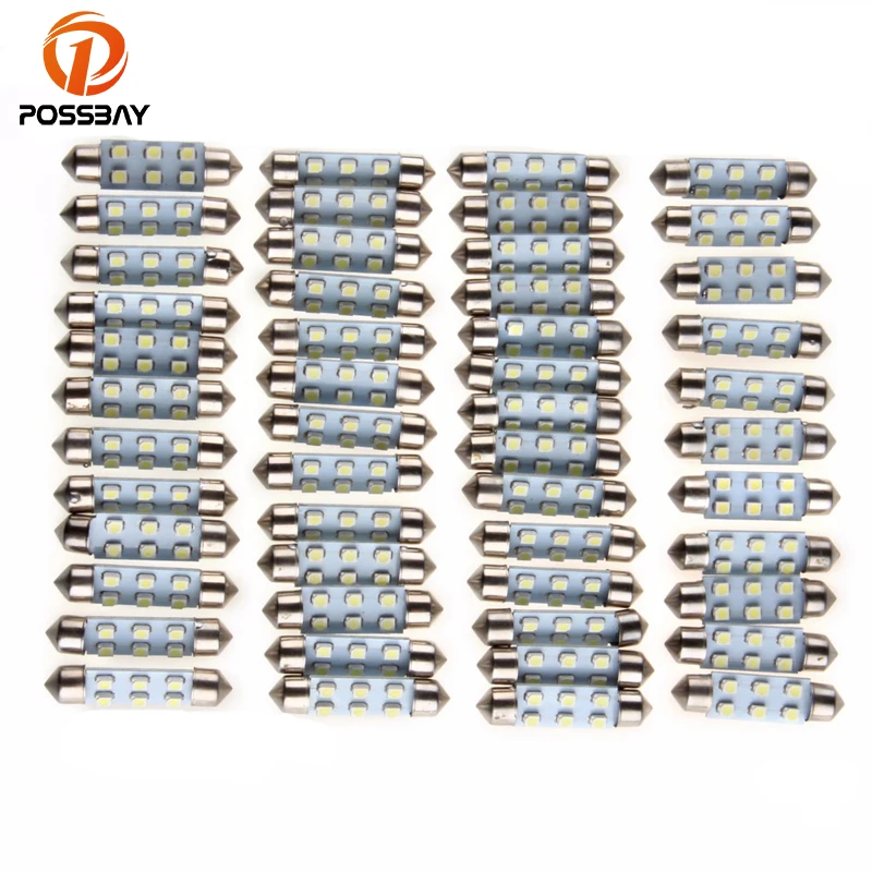 POSSBAY 50 шт./лот 41 мм 6SMD 1210 Белый Автомобильный Стайлинг интерьерный купол фестон