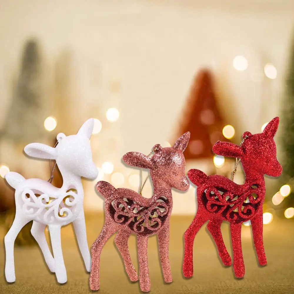 3 шт./лот блестящий Рождественский олень рождественская елка украшения для дома