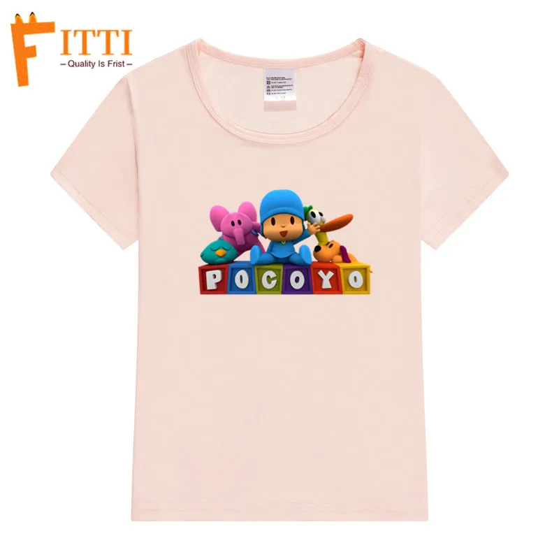 Одинаковые комплекты для семьи; Черная хлопковая Футболка с принтом Pocoyo; одинаковые комплекты для семьи; одежда для папы, дочки, сына, мамы и меня - Цвет: T127O-Pink
