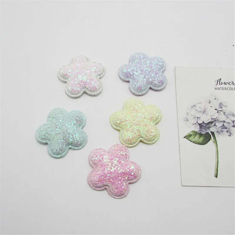 10-50Pcs Glitter Sequin Stars/Heart Padded Patches Appliqued DIY Craft Supplies Kids Hair Pin Accessories Material Embellishment | Дом и сад