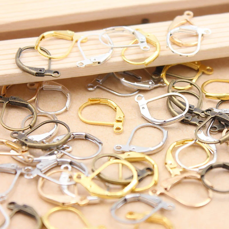 

15*10mm Gold Silver Color French Lever Earring Hooks Wire Settings Base Hoops Earrings For DIY Jewelry Making Supplies 20pcs/lot