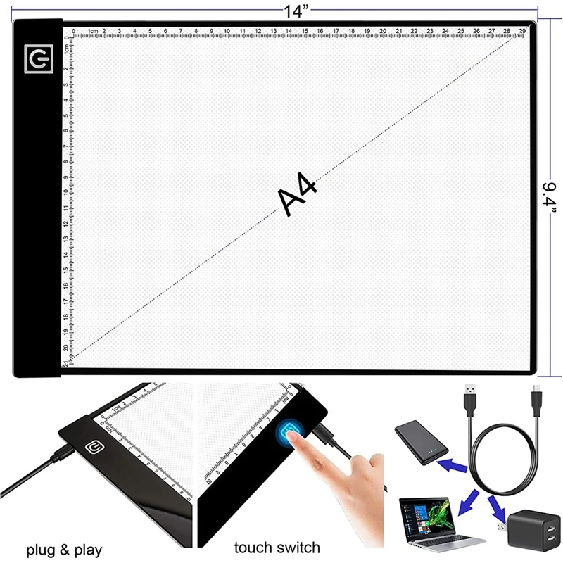 

Diamond Painting Light Cushion Kit, USB Powered Dimmable Tracing Light Board, with 4 Fixing Clips, for Vinyl Weeding