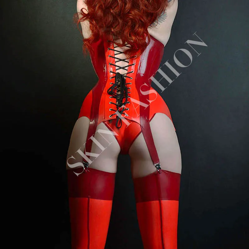 Бесплатная Доставка! Женский латексный корсет со шнуровкой на спине (без трусов и