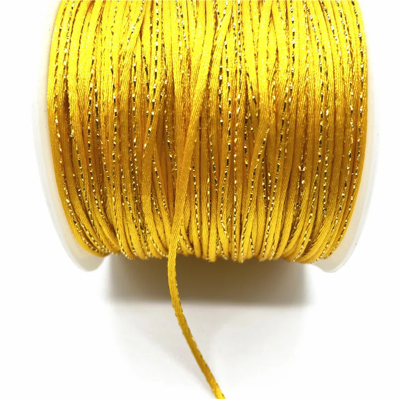 

5Yards 2mm Colourful Gold wire Chinese Knot Line Cord Silk Satin Cord Nylon Cord DIY Handmade Knitting String Cords
