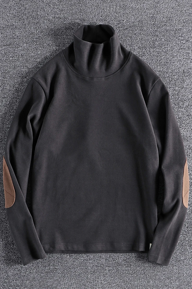 

Autumn Winter Men Knit Sweater New Fashion Trend High-Neck Warm Youth Bottoming Long Sleeve Stitching European American Clothes