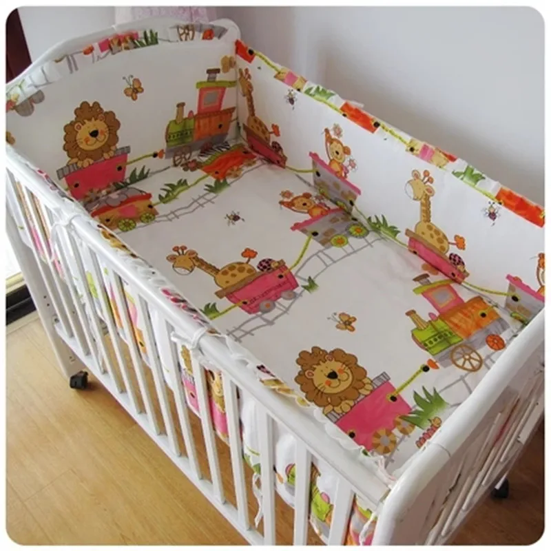 

6PCS Baby Boy Crib Cot Bedding Set baby bed linen bebe jogo de cama Nursery bedding (4bumper+sheet+pillow cover)