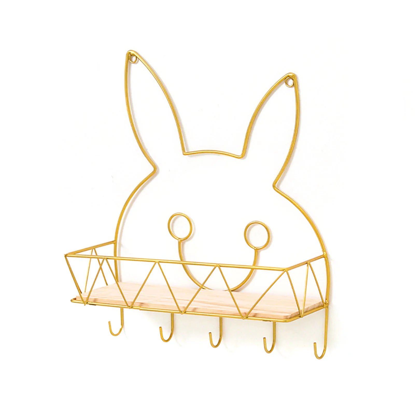 

Storage Rack rabbit Metal hanging Storage Rack with 5 Hooks bathroom cosmetic storage living room Sundries Bunny Storage Shelf