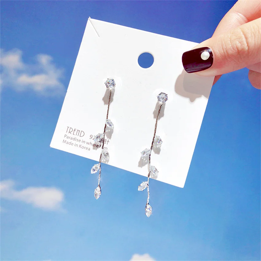 

Трендовые длинные серьги с имитацией жемчуга, женские свадебные Подвесные серьги Стразы, ранние серьги H29