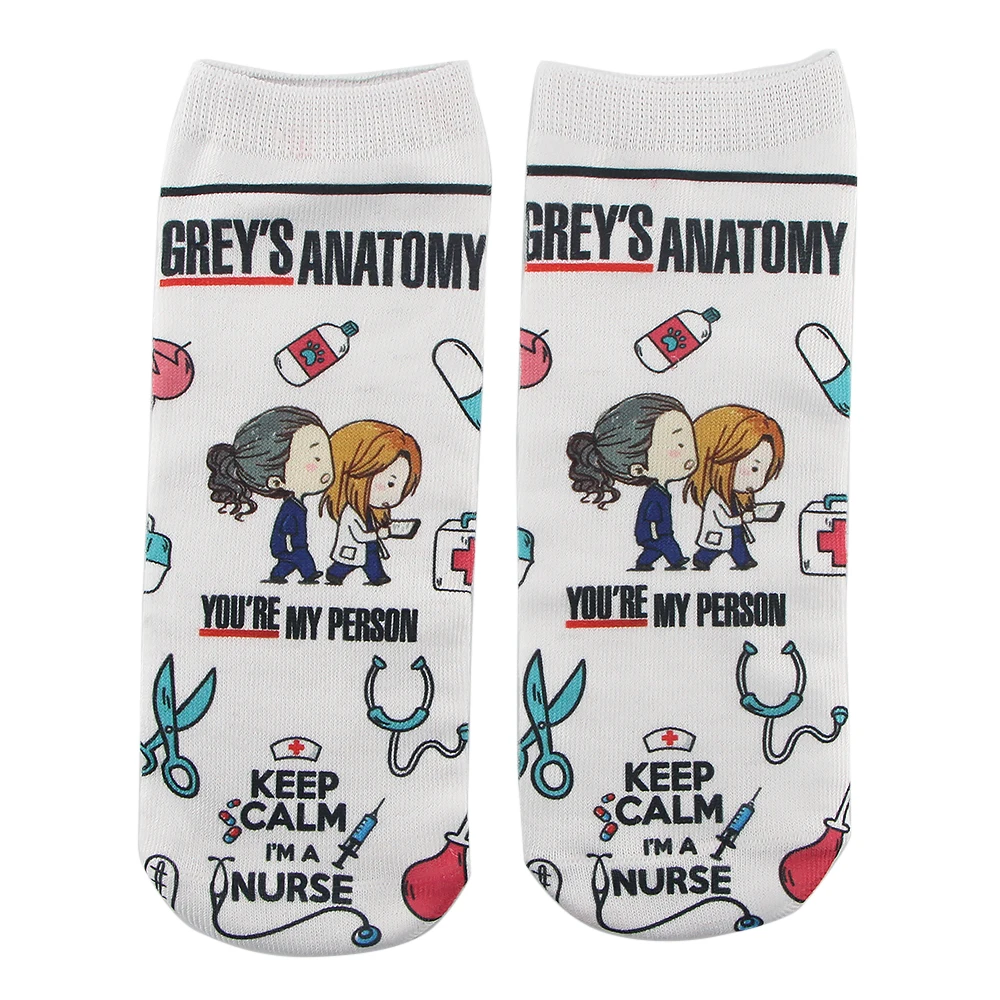 K2914 New Gray Anatomy TV Show Cartoon Cute Fashion Socks Happy Gifts for Men Socks Crew Casual Happy Women sock