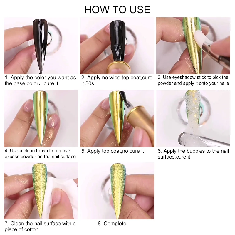 Зеркальная блестящая пудра для ногтей хромированная металлического цвета