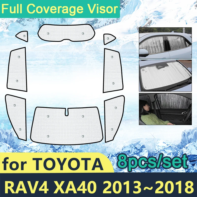 מלא כיסוי שמשיות עבור טויוטה Rav4 XA40 2013 ~ 2018 רכב שמש הגנת שמשות צד חלון Visor Shaby אביזרי 2015 2016