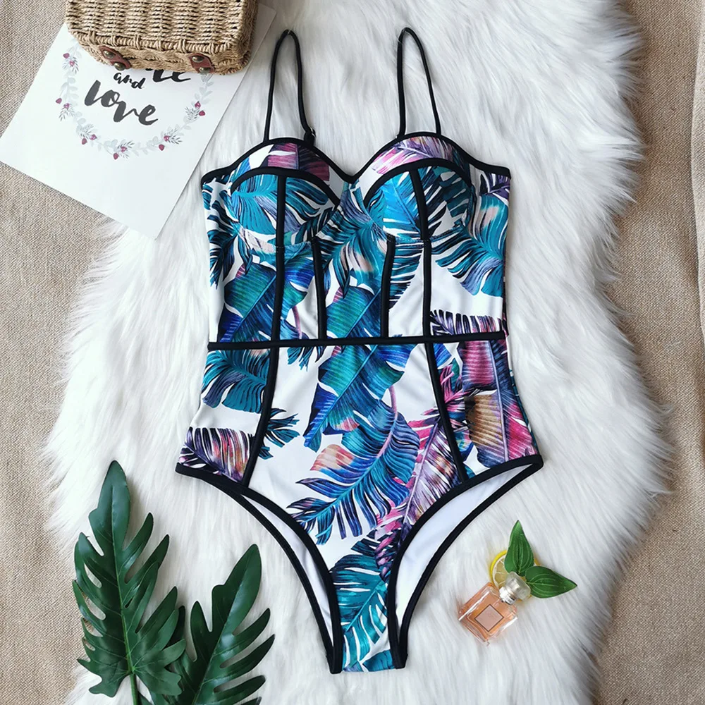 

Printed One-piece Swimsuit Sling Women's Triangle Swimwear 2021 New