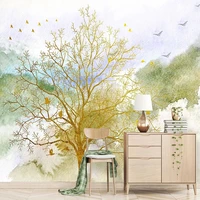 custom mural wallpaper 3d stereoscopic abstract golden tree elk landscape background wall decorative painting photo home decor