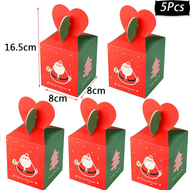 5pcs paper box i Веселые рождественские подарочные сумки Рождественская елка пластиковая упаковочная сумка Снежинка коробка с рождественскими конфетами новогодний спрос среди детей сумка Noel Navidad - Цвет: 5pcs paper box i