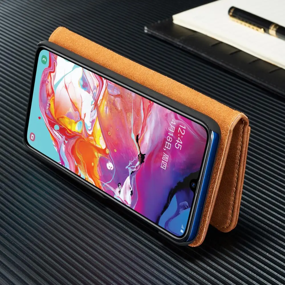 Откидной Чехол для samsung Galaxy A70 A50 A40 A30 A20 A10 Магнитный класса люкс из искусственной