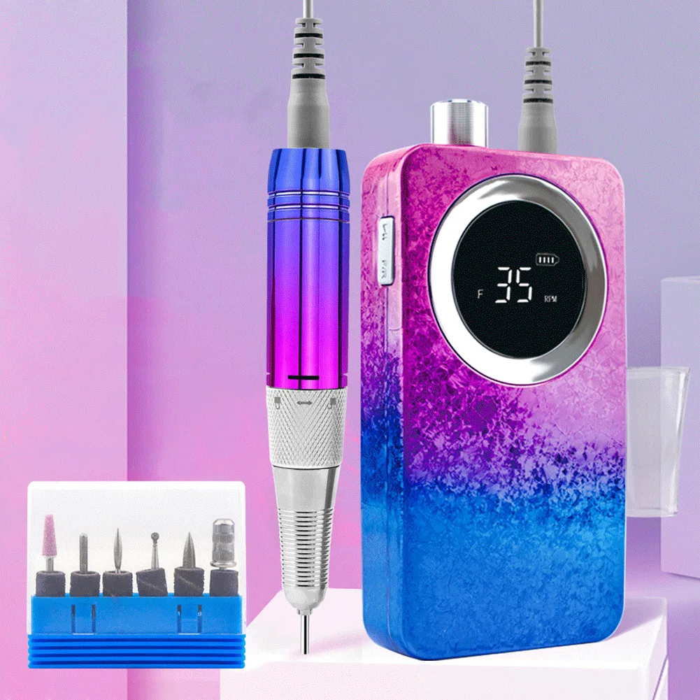 

25W Gradient Color Nail Drilling Machine Cordless Portable Electric Nail Polisher Sander Handpiece Rechargeable Manicure File