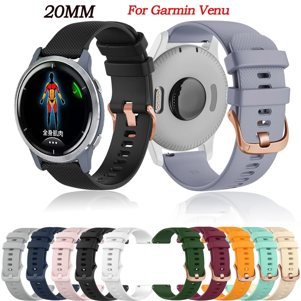 

Silicone Fitness 20MM Wristband For Garmin Vivomove HR/3/3t/S40/245/645 Watch Band For Venu SQ/Move 3 Easyfit Replacement Strap