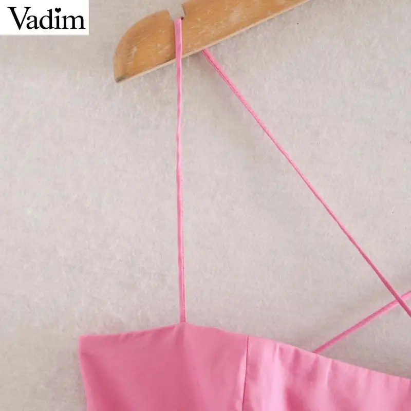 Vadim women Sexy solid maxi dress spaghetti straps side zipper sleeveless female casual ankle length dresses vestidos QD407 | Женская