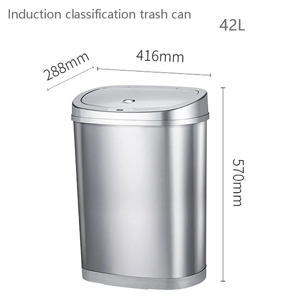 42L trash can NINESTARS, двойной датчик, мусорный бак, умный, нержавеющая сталь, авто уплотнительная крышка, мусорные корзины, 30/42 л - Цвет: 42L trash can