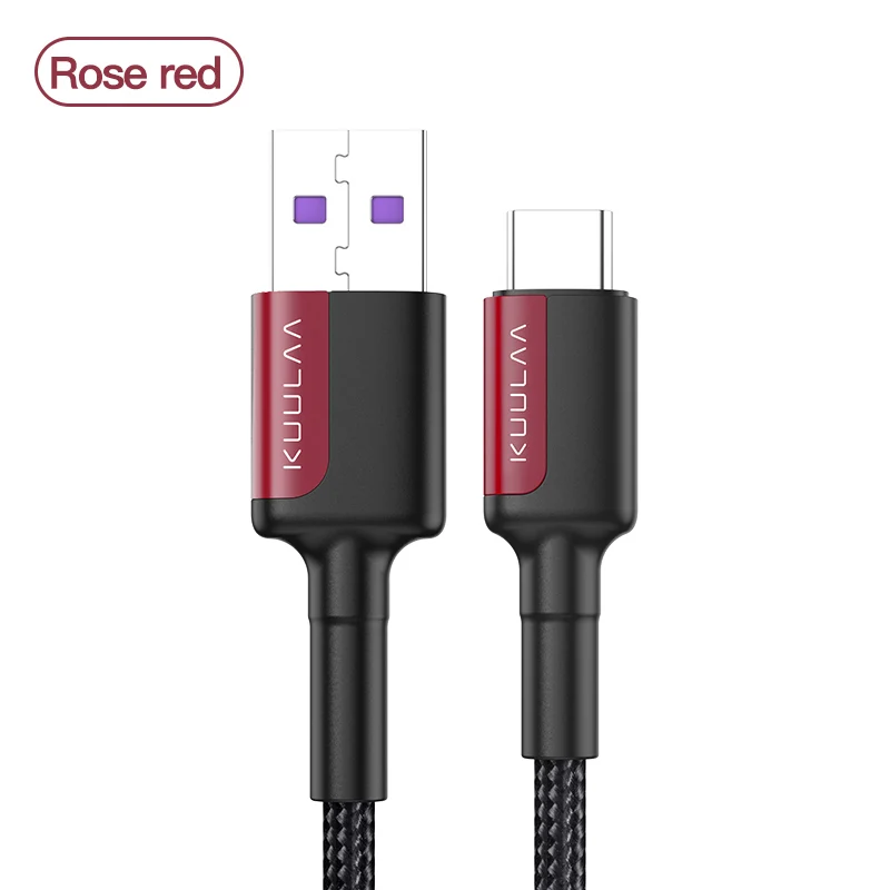 KUULAA 5A usb type-C кабель для huawei mate 20 Pro P20 Lite Supercharge USB C кабель для быстрой зарядки type-C кабель для huawei P30 Pro - Цвет: Rose Red