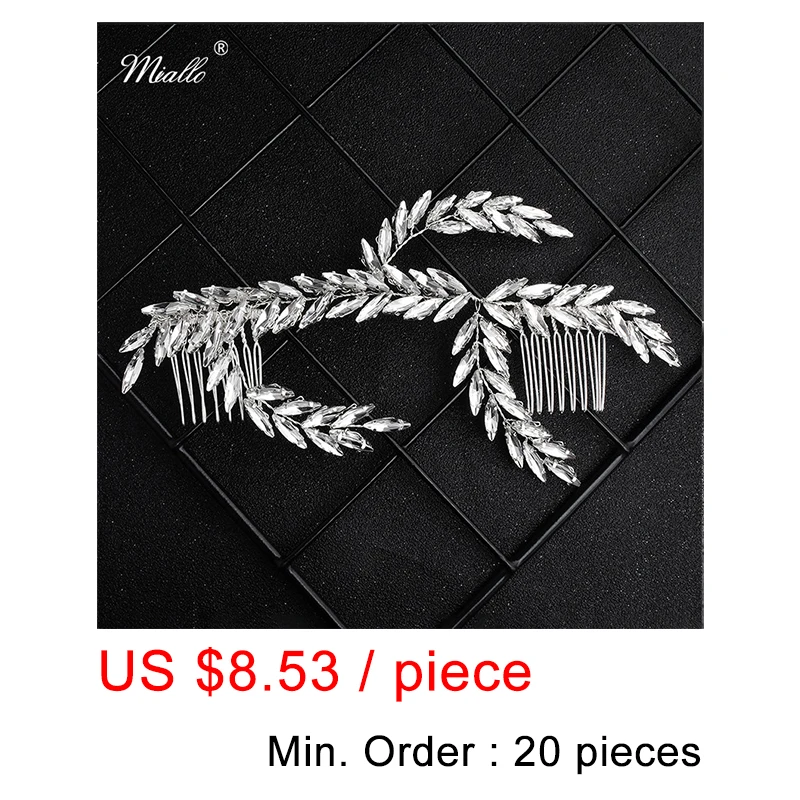 

Miallo 20pcs/lot Wholesale Full Austrian Crystal Leaves Long Bridal Hair Combs Wedding Hair Jewelry Women Headpieces