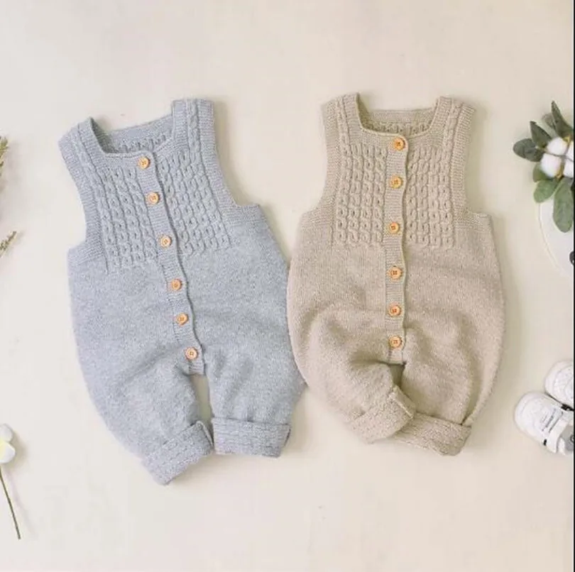 Детский комбинезон осенняя вязаная детская одежда для новорожденных без рукавов