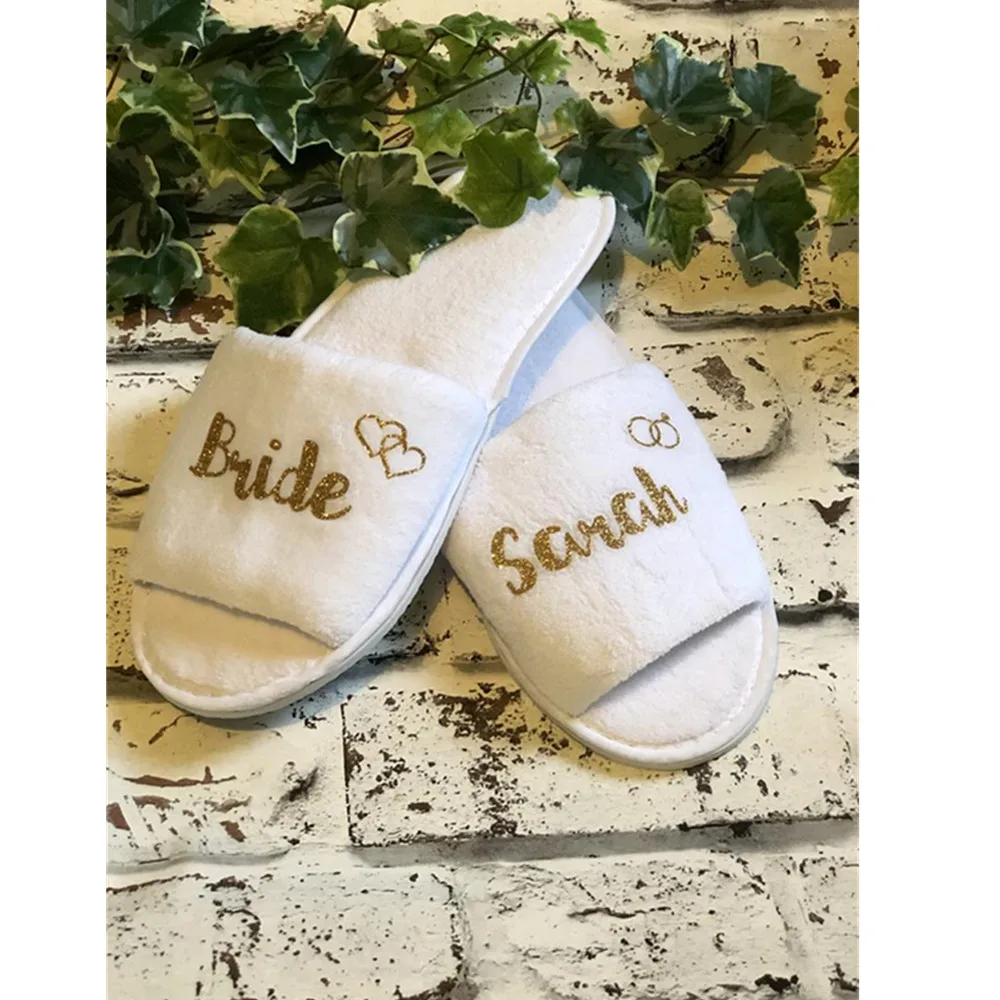 custom ring heart Slippers Open Toe silver gold mother of groom Christmas Wedding proposal Gift bridal party | Обувь