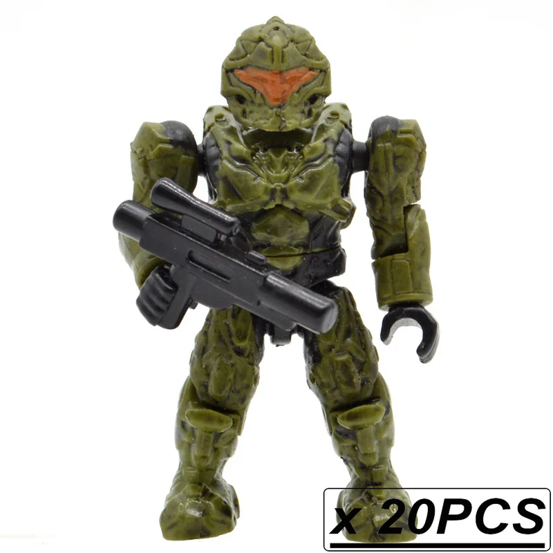 20pcs MB51 20 шт./лот Halo Warriors Wars игры Монстры люди ковенанты Спартанские пистолеты строительные блоки кирпичи игрушки для детей - Цвет: 20pcs MB51