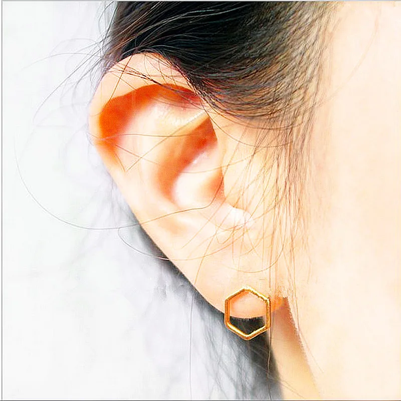 Fashion Hexagon Stud Earrings Geometry Class | Украшения и аксессуары