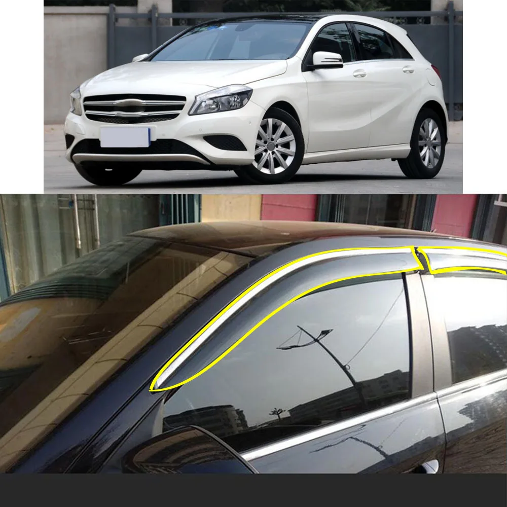 

Sticker Plastic Window Glass Wind Visor Rain/Sun Guard For Mercedes Benz A Class Hatchback W176 2013 2014 2015 2016 2017 2018