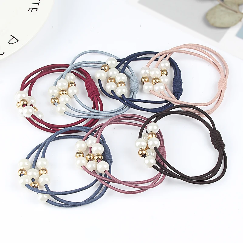 Милые эластичные резинки для волос с жемчужинами девочек в стиле принцессы