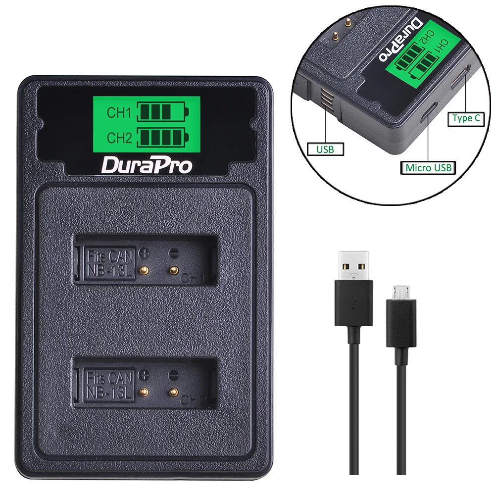 Only Charger 2 шт. NB-13L NB 13L 1250 мАч аккумуляторная батарея+ USB зарядное устройство с type C для камеры Canon G5X G7X G9X G7 X Mark II SX720 HS - Цвет: Only Charger